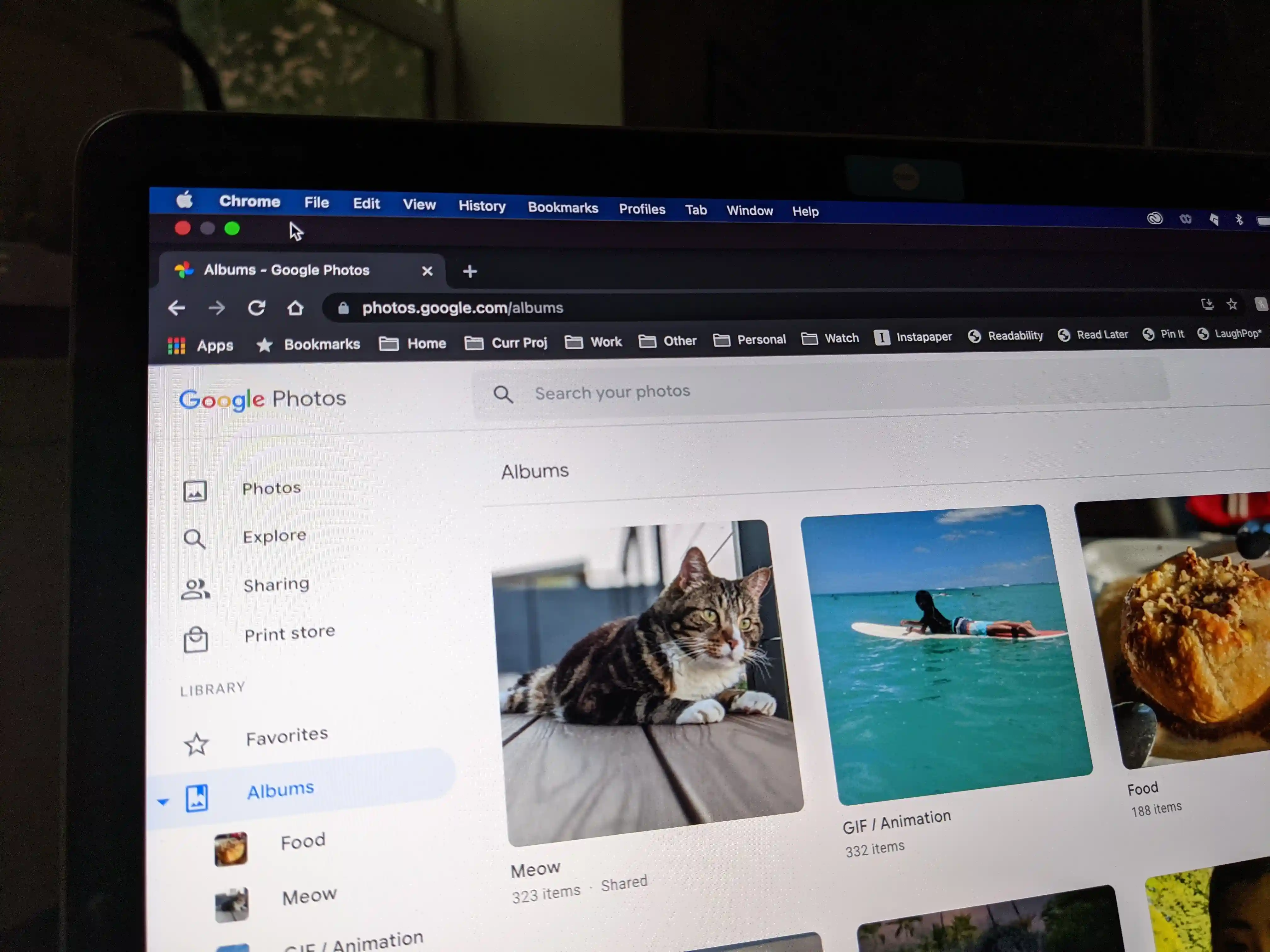 Google Photos albums page view